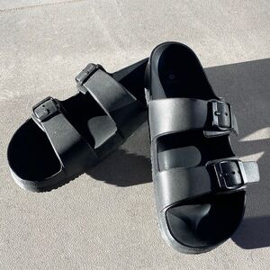 Black Double Strap Women's Sandals